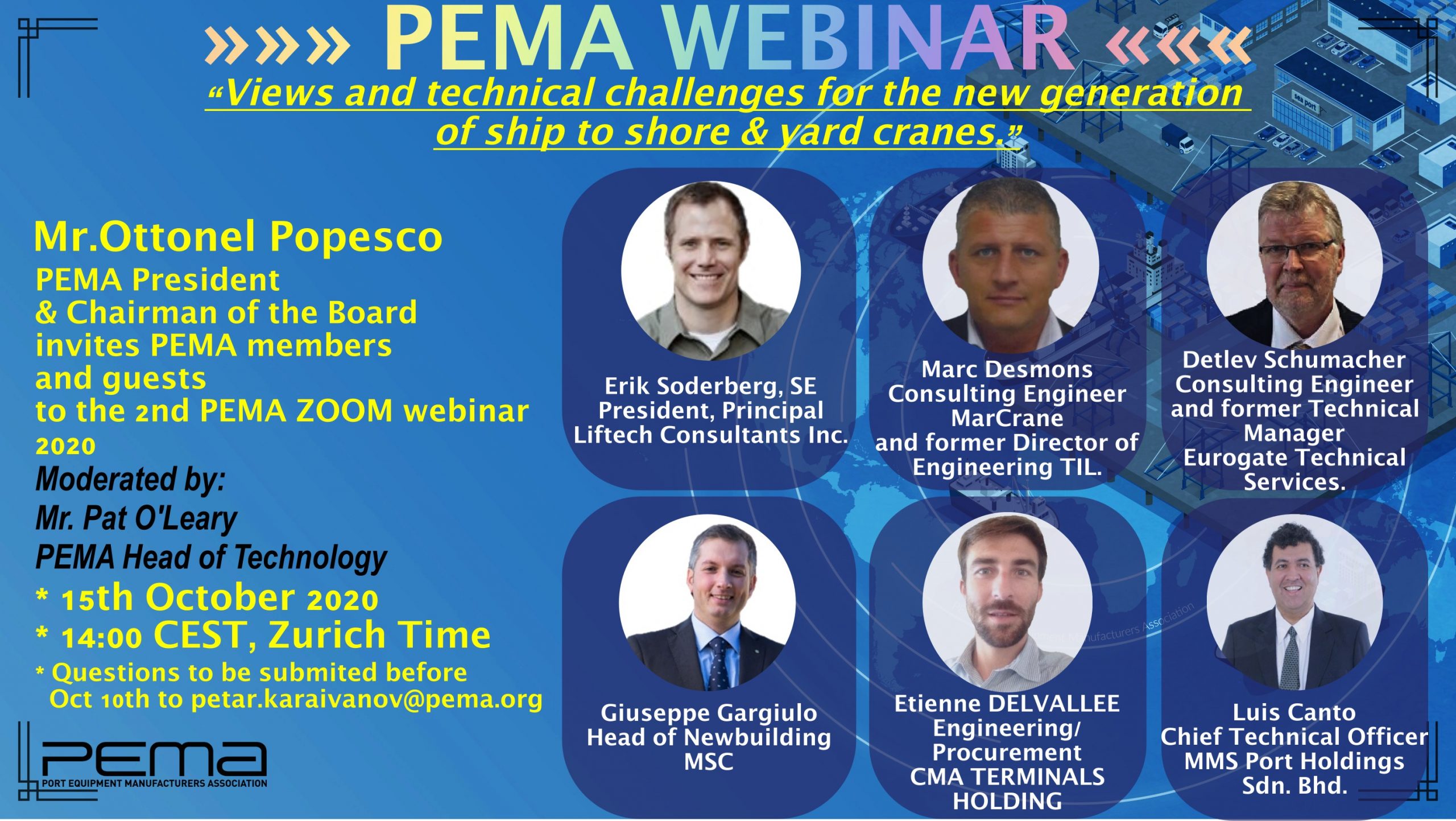 PEMA to host webinar exploring the Views and technical challenges for the new generation of ship to shore and yard cranes