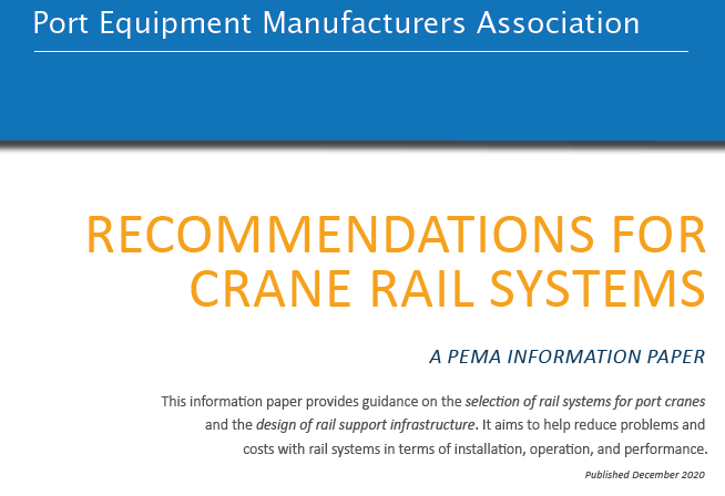 PEMA publishes last information paper for 2020 – RECOMMENDATIONS FOR CRANE RAIL SYSTEMS